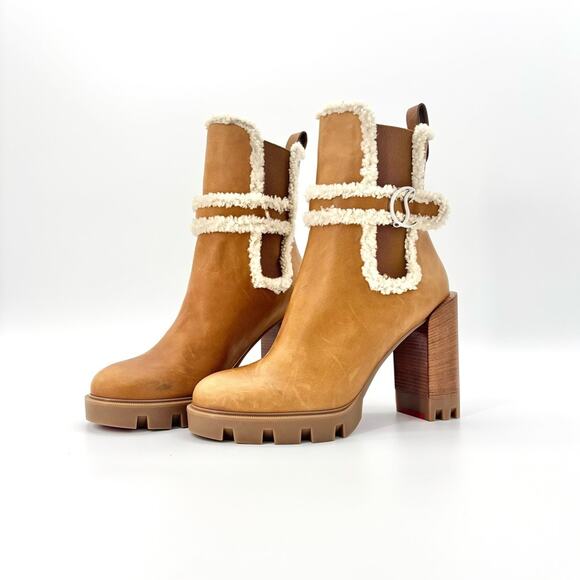 Christian Louboutin Shoes - Christian Louboutin Chelsea Lug 100 Shearling High Heel Ankle Boots 41